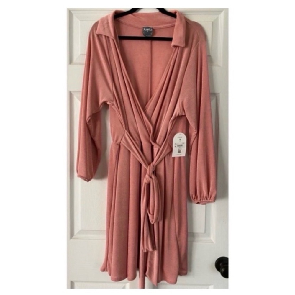 ARULA Altar’d State Dusty Rose Faux Wrap Dress - Picture 7 of 10
